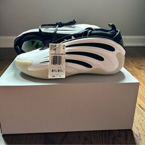 adidas Harden Volume 9 White and Black Low-Top Sneakers with Green Insole Accent